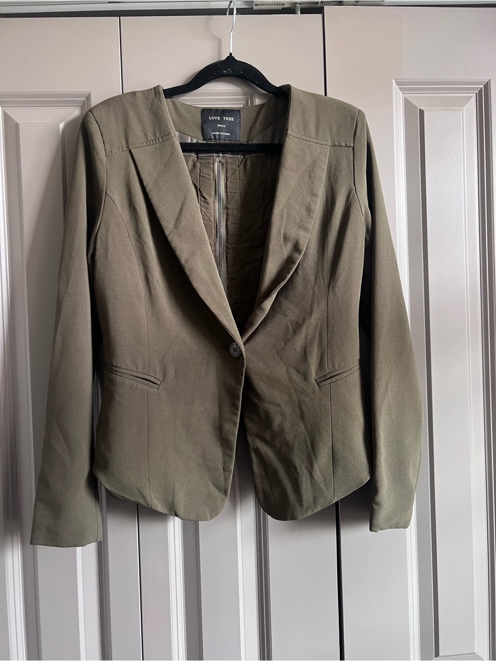 Love Tree Olive Tailored Single-Button Blazer